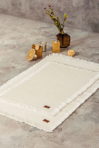 Cottonbox Bath Rug Set Krem 2'li 75x125 60x90