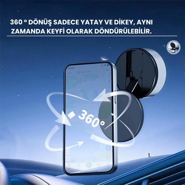 Polham Elektronik Vakumlu Manyetik Masaüstü Telefon Tutucu, Mutfak Duvarı, Araç içi Telefon Tutucu Döner Başlıklı - 3