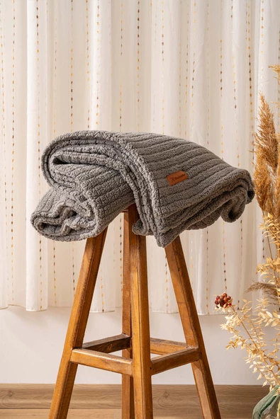 Rivaİstanbul Wellsoft Tek Kişilik Kareli Battaniye - Peluş Tv Battaniyesi 100x170 cm Gri - 7