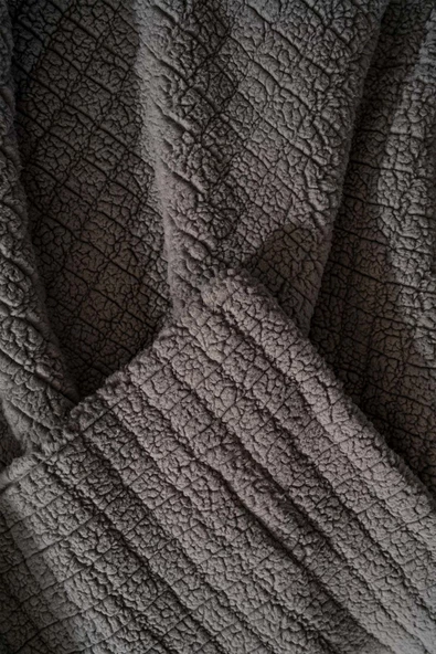 Rivaİstanbul Wellsoft Tek Kişilik Kareli Battaniye - Peluş Tv Battaniyesi 100x170 cm Gri - 2