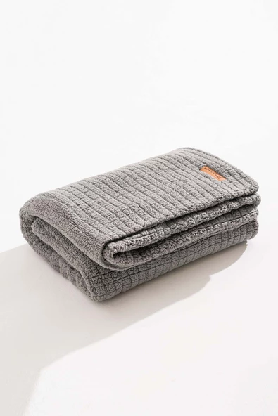 Rivaİstanbul Wellsoft Tek Kişilik Kareli Battaniye - Peluş Tv Battaniyesi 100x170 cm Gri - 6