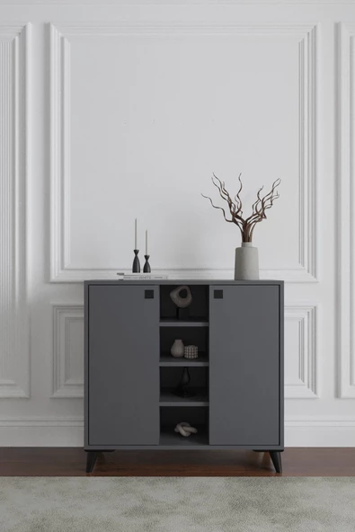 AYMOBSAN Misty 2 Kapaklı Konsol, Çok Amaçlı Dolap, 90 cm