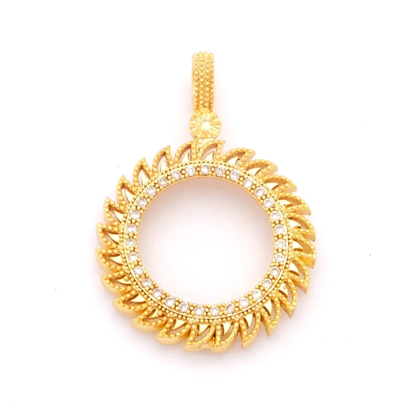Tam Altın Çerçeveli Kolye​ Ucu Altın Kaplama-TGR-609 ürün görseli 1