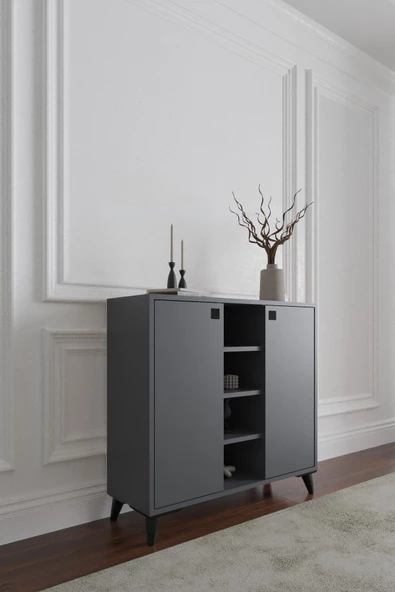 AYMOBSAN Misty 2 Kapaklı Konsol, Çok Amaçlı Dolap, 90 cm - 2