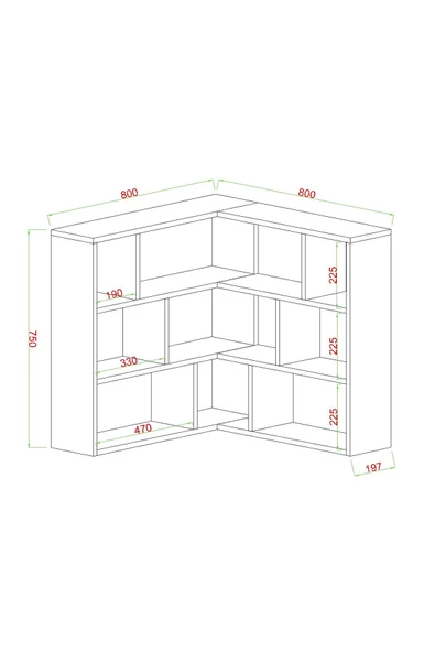 AYMOBSAN Asya Dekoratif, 12 Raflı, Köşe Kitaplık - 3