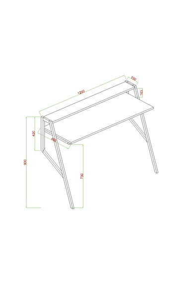 AYMOBSAN Flamingo, Metal Ayaklı, Duvara Monte, Çalışma Masası, 120 cm - 3
