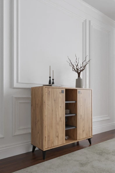 AYMOBSAN Misty 2 Kapaklı Konsol, Çok Amaçlı Dolap, 90 cm - 2