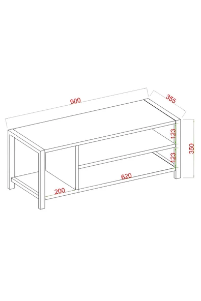 AYMOBSAN Arya Bölmeli Orta Sehpa, Kahve Sehpası, Sis Gri - 3