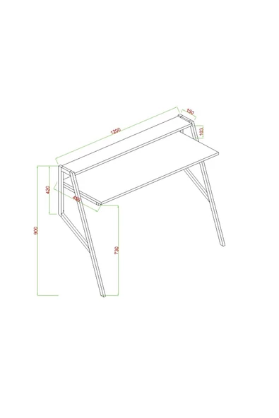 AYMOBSAN Flamingo, Metal Ayaklı, Duvara Monte, Çalışma Masası, 90 cm - 3