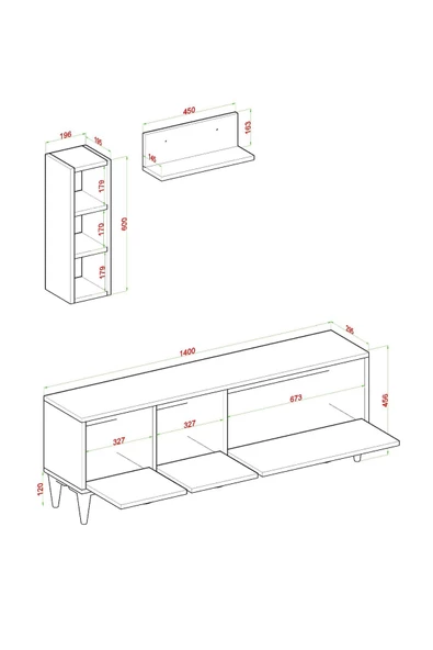 AYMOBSAN Porto Açık Raflı Tv Ünitesi - 3