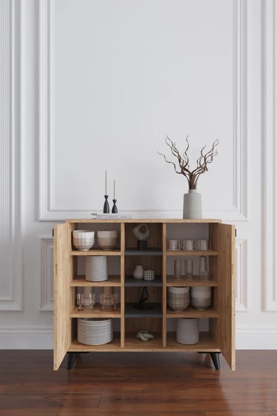 AYMOBSAN Misty 2 Kapaklı Konsol, Çok Amaçlı Dolap, 90 cm - 3