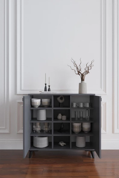 AYMOBSAN Misty 2 Kapaklı Konsol, Çok Amaçlı Dolap, 90 cm - 3