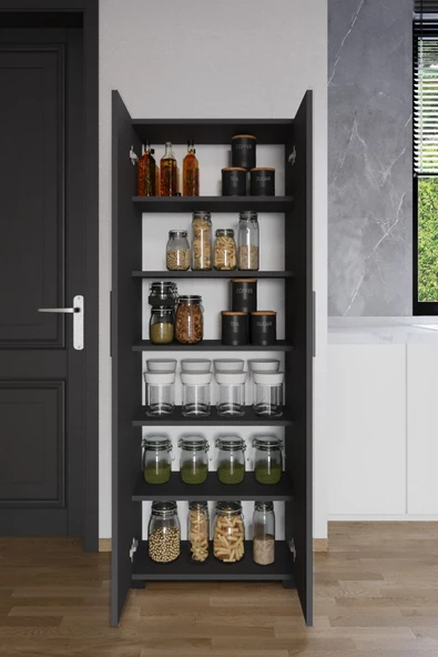 AYMOBSAN 2 Kapaklı Winter Boy Dolabı , Çok Amaçlı Dolap , Kiler Dolabı, Banyo Dolabı, Mutfak Dolabı Antrasit - 2