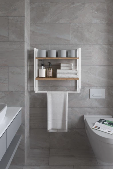 AYMOBSAN Aura Banyo Rafı , Çok Amaçlı Düzenleyici, Raf Ünitesi, 90 cm - 2