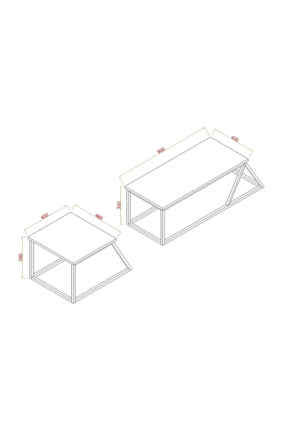 AYMOBSAN Prisma Orta Sehpa,  Metal Ayak Masa, 2'li Zigon Sehpa, Sis Gri - 3