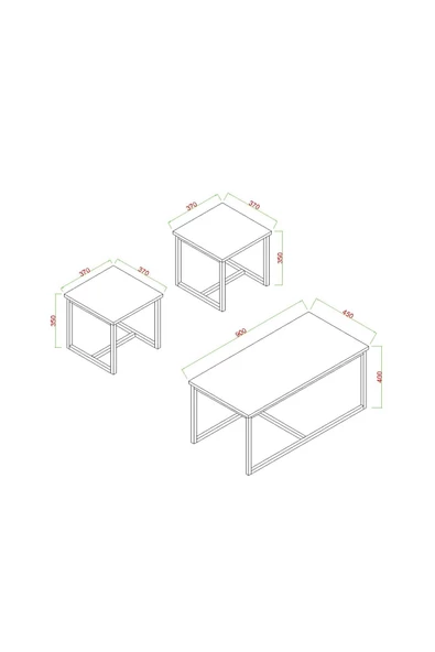 AYMOBSAN Luxor Orta Sehpa , Zigon Sehpa , Metal Ayak Masa , 3 Lü Zigon - 3