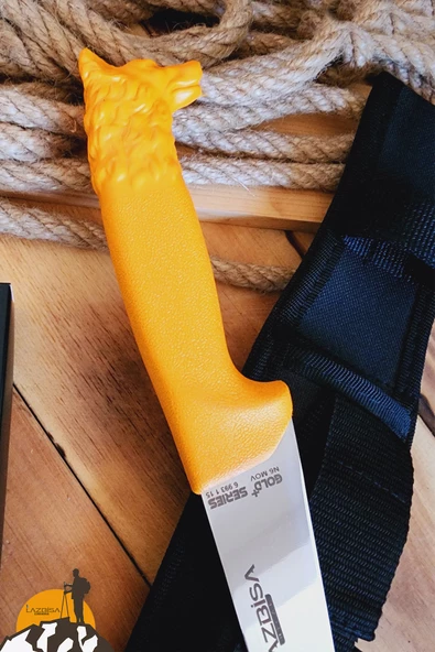 İşlemeli TPE Sap Outdoor Kamp Bıçağı Çakısı Kılıflı Piknik Bıçak Çakı Mutfak Bıçağı ( KMİ-547 ) - 2