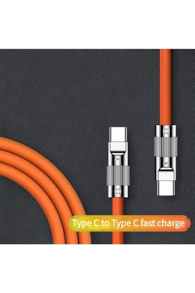 SPRANGE Poco M3 Pro  ışıklı 180 derece dönebilen Type-C to Type-C Sıvı Silikon Hızlı Şarj Kablosu