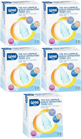 Wee Baby Burun Aspiratörü Nasal Yedek Ucu 50 Adet (5Pk*10) (Kod:163) - 1
