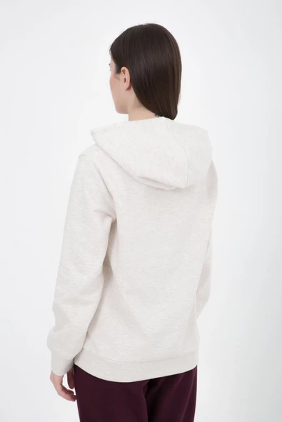 Kadın Baskılı Kapüşonlu Sweat Ekru - 4