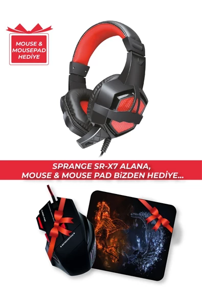 SPRANGE Sr-x7 R 108 Db/mw Pc Oyuncu Kulaklığı ( Mouse & Mousepad Hediyeli )