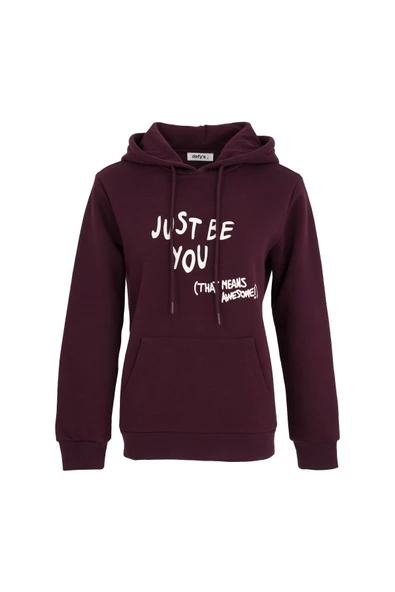 Kadın Baskılı Kapüşonlu Sweat Ekru - 9