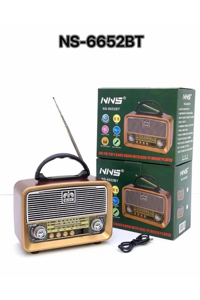 NNS Ns-6652BT Taşınabilir Nostaljik Radyo Bluetooth Speaker Usb+Tf card+Aux