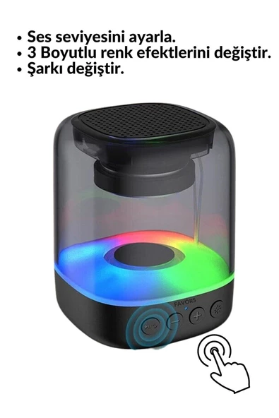 Concord Taşınabilir Rgb Ledli Bluetooth Hoparlör Usb-Tf-Aux Siyah E -3052