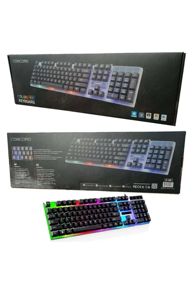 karadenizstore Q Gaming Oyuncu Türkçe Klavye Işıklı Concord C-59