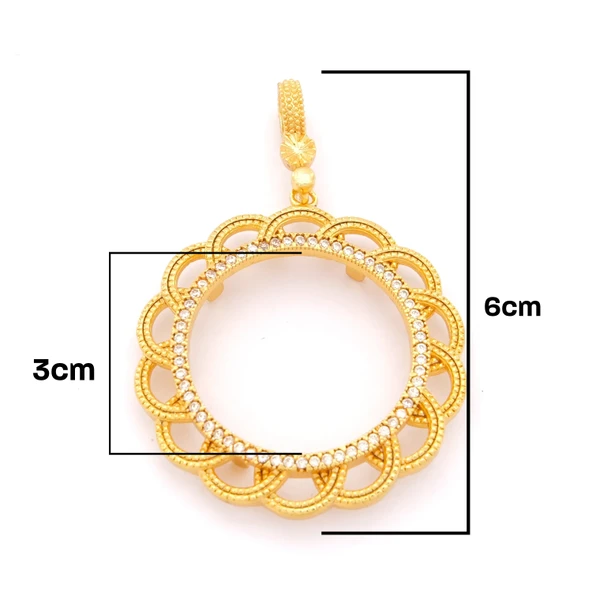 Tam Altın Çerçeveli Kolye​ Ucu Altın Kaplama TGR-611 - Resim 3