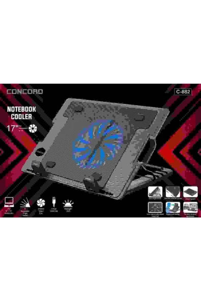 SadıkTİCARET Işıklı Ledli Standlı Tek Fanlı Laptop Soğutucu Concord C-882