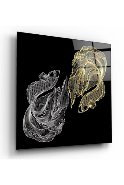 Balıklar Dekoratif ve Modern Cam Tablo ürün görseli