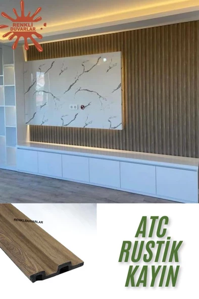 Renkli Duvarlar ATC Rustik Kayın Model Ev Ofis Konut Dekoratif PVC Kaplama Lambiri Duvar Paneli 11cm x145cm 1 Adet