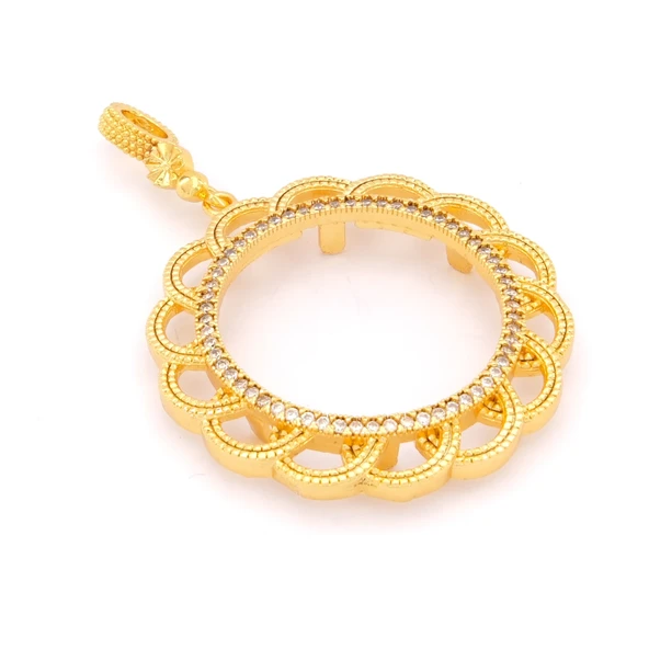 Tam Altın Çerçeveli Kolye​ Ucu Altın Kaplama TGR-611 - Resim 4