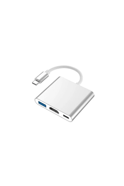 HMSPLANET 3in1 Macbook Uyumlu 4k Type C Usb 3.0 Hub Hdmi