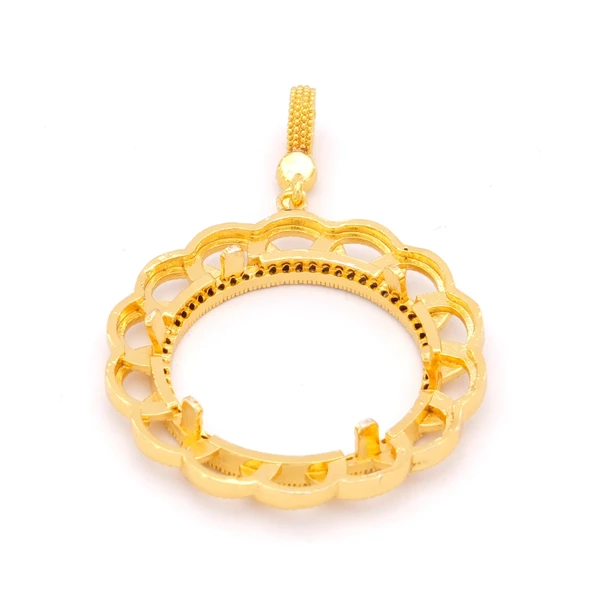 Tam Altın Çerçeveli Kolye​ Ucu Altın Kaplama TGR-611 - Resim 6