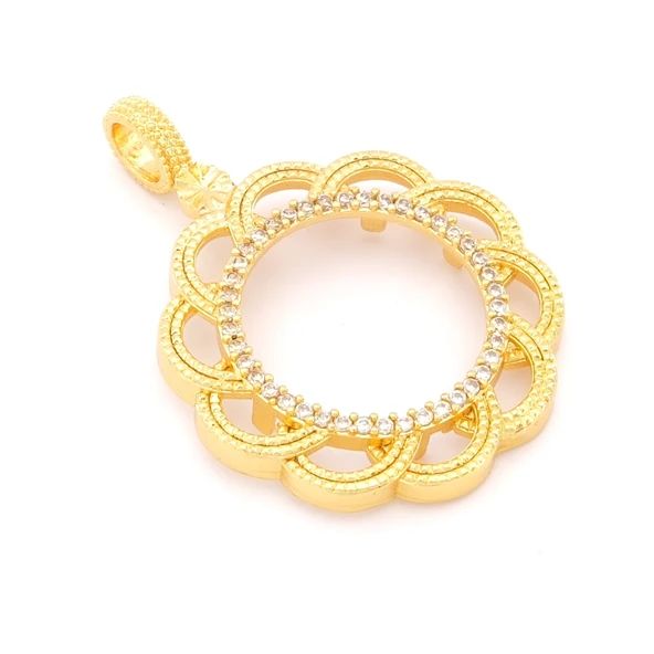 Yarım Altın Çerçeveli Kolye Ucu Altın Kaplama TGR-612 - Resim 3