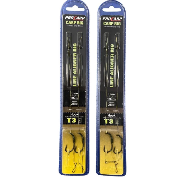Pro Carp Line Aligner Rig  18cm, 25lb Carp hook T3 Hazır Sazan Rig Takımı