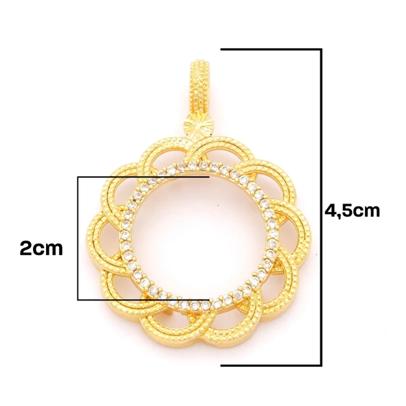 Yarım Altın Çerçeveli Kolye Ucu Altın Kaplama TGR-612 - Resim 2