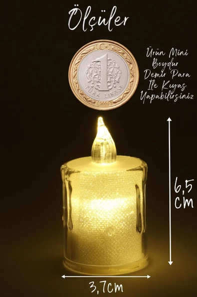 4 Adet Eriyen Mini Led Mum Seti Pilli Dumansız Alevli Ledli Dekoratif Yapay Mum Dekor Işığı 6cm - 5