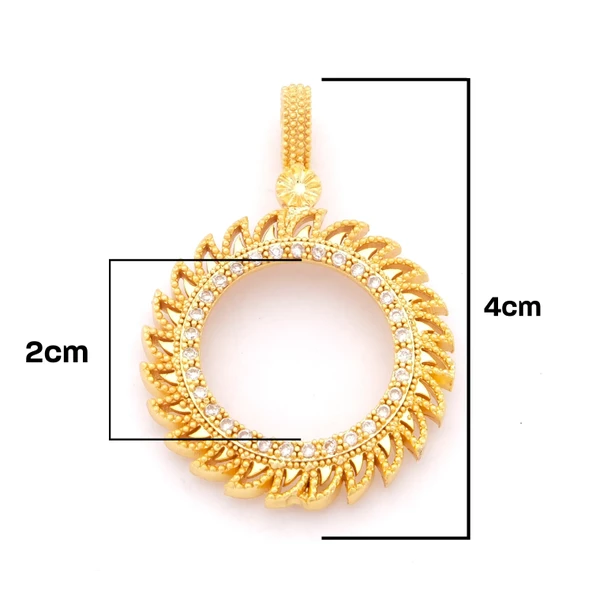 Yarım Altın Çerçeveli Kolye Ucu Altın Kaplama TGR-610 - Resim 2