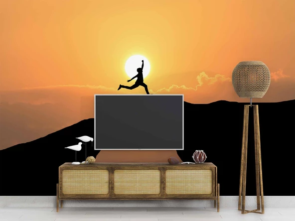 Dağ ve Günbatımı Manzaralı Duvar Kağıdı - Resim 3