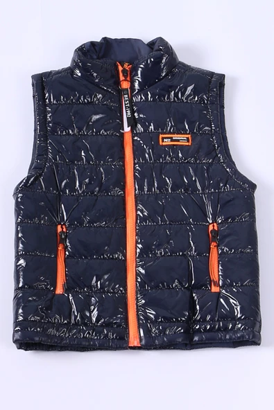 ERKEK ÇOCUK ŞİŞME YELEK DÜZ RENK FERMUAR CEPLİ E16 HCM00324 - 5