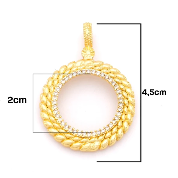 Yarım Altın Çerçeveli Kolye Ucu Altın Kaplama TGR-614 - Resim 2