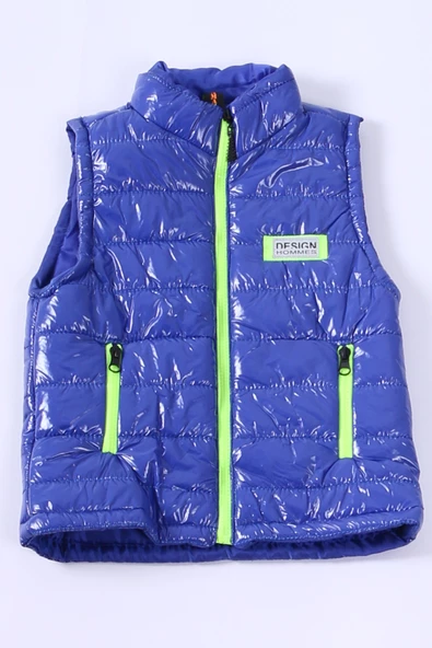 ERKEK ÇOCUK ŞİŞME YELEK DÜZ RENK FERMUAR CEPLİ E16 HCM00324 - 8