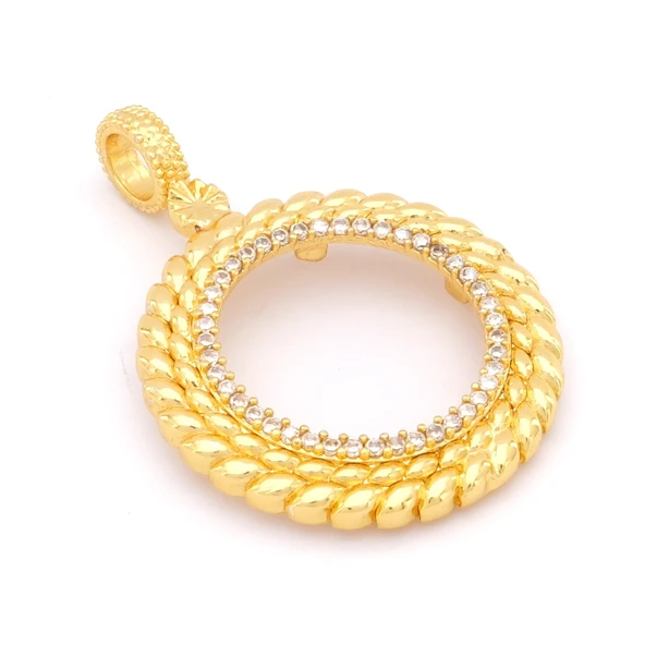 Yarım Altın Çerçeveli Kolye Ucu Altın Kaplama TGR-614 - Resim 3