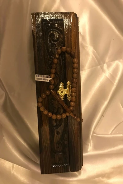 Tespih Kuka Doğal Ahşap Tesbih Gümüş İmameli Ahşap Kutulu - 4