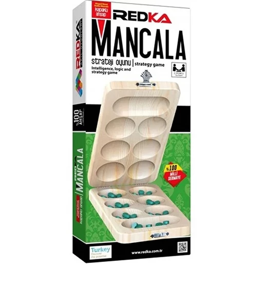 Redka Kapaklı Ahşap Mancala Akıl Oyunu