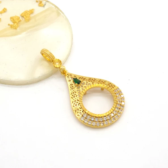 Çeyrek Altın Çerçeveli Kolye Ucu Altın Kaplama TGR-683 - Resim 4