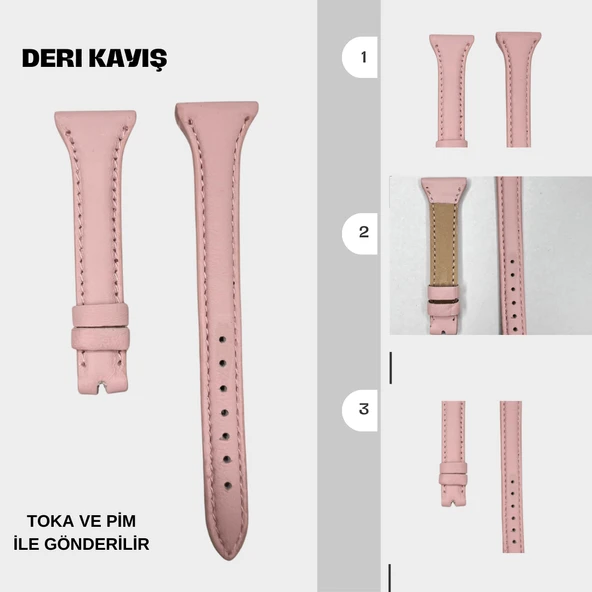 APPLE UYUMLU DERİ KAYIŞ - PEMBE-22MM - 5
